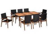 9 Piece Outdoor Dining Set Poly Rattan Black and Brown
