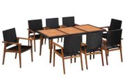 9 Piece Outdoor Dining Set Poly Rattan Black and Brown