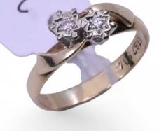 9k gold double diamond ring