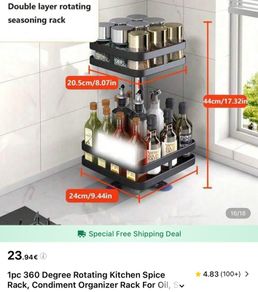 Double layer rotating seasoning rack