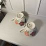 Vintage Royal Winton "Tradition" Spongeware Footed Teacups / Coffee Mugs - Romany Floral Pattern, Hand Decorated, Made in England (Set of 2) Image 3