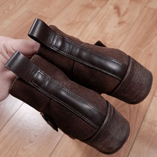 Ugg Wright Belted Dark Brown Suede Cross Strap Ankle Boots UK 7.5 / EU 40