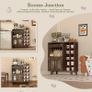Kitchen Storage Cupboard with Mug Holder Display, Kitchen Sideboard with Drawers & Double Doors, Pantry Cabinet Unit Perfect for Coffee Station, Living Room Buffet & Home Drinks Bar  Brown Image 5