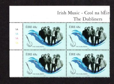 2006 Ireland Irish Music The Dubliners Plate Block 1A1A1A1A  Commemorative Stamp Mint Never Hinged (MNH)