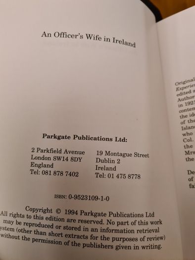 An Officers Wife In Ireland. Interdiction By Tom Pat Coogan. It The Story Of Bloody Sunday 1920 Told From  A British Perspective.