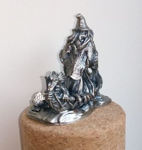 Metal Figure With Crystal - The Wizard Of The Lake