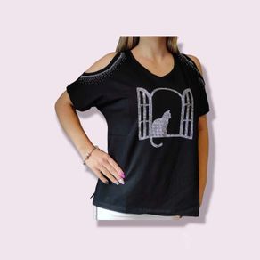 Tops Women Coldshoulder cat