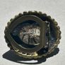 Vintage Heavy Bronze Tone Metal Dress Scarf / Clip Pin with Fabric Centre. Image 6