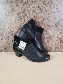 Womens MEPHISTO MICHAELA ankle boots black leather booties low heel  Size UK 3.5 EU 36.5 BRAND NEW