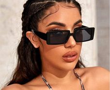 Rectangle Sunglasses Black Narrow Frame