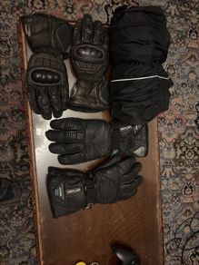 Motorbike gloves and Rainsuit