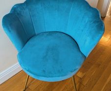Turquoise velvet shell chair