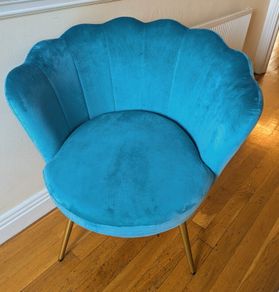 Turquoise velvet shell chair