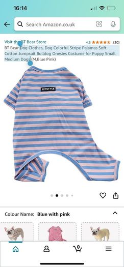 Dog Clothes, Dog Colorful Stripe Pajamas Soft Cotton Jumpsuit Bulldog Onesies Costume for Puppy Small Medium Dogs