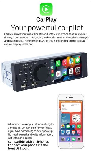 1 Din 4" CarPlay Car Radio Bluetooth Android-Auto MP5 Player Handfree A2DP USB Stereo Audio System Multimedia Head Unit