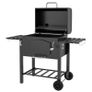 Charcoal Barbecue Grill Trolley Garden Smoker with Shelves, Adjustable Height, Thermometer on Lid, Opener and Wheels Image 7