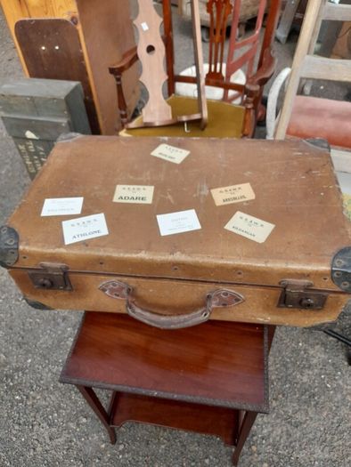 Vintage Suitcase with Railway Labels