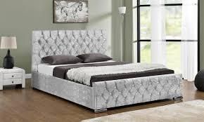 Crushed Sterling Velvet DOUBLE BED Frame - Silver