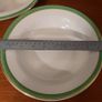 Vintage Divided Serving Bowl and a Matching Pair of Arklow Pottery Green and Gilt Rimmed 9.5" Rimmed Soup Bowls, Price for  All! Image 5