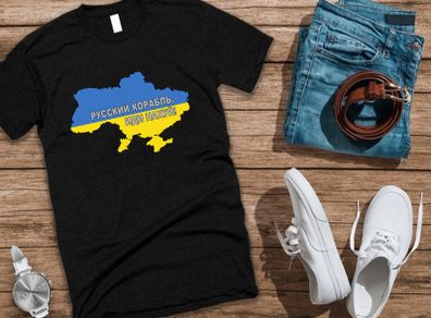 Russian Warship Go F Yourself T-Shirt, Ukrainian Flag, Ruskij Korabl Idi Nahui, I Stand With Ukraine T-Shirt