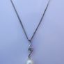 Sterling Silver 925 Freshwater Pearl & Cubic Zircon Pear Pendant length 16" / 3,96g Image 3