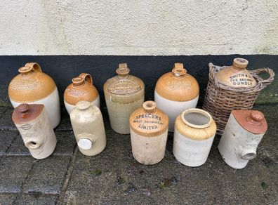 antique stoneware flagons