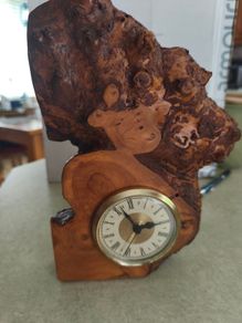 Unique redwood burl hand-crafted clock Wall or Mantel Clock