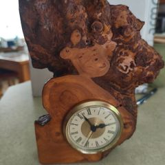 Unique redwood burl hand-crafted clock Wall or Mantel Clock