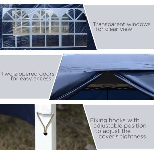 3x3m Popup Gazebo Marquee Party Tent Pavilion Blue with 4 Sides