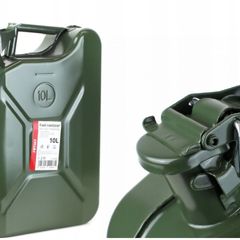 Metal Jerry Can 10L Green Fuel Free pouring spout