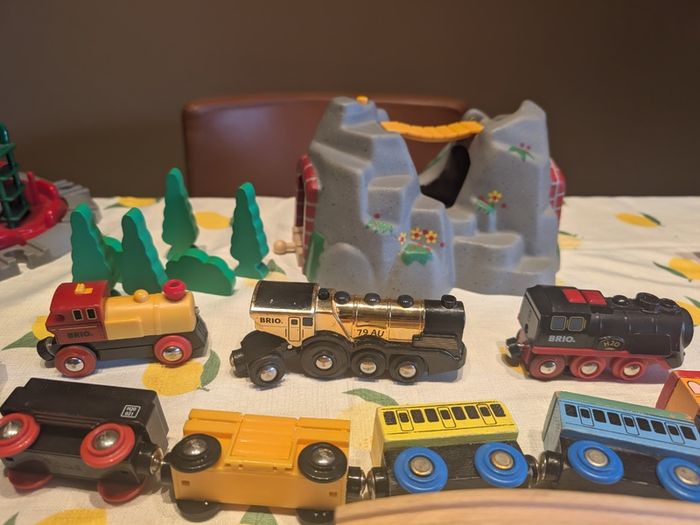 200-piece BRIO wooden train track and trains set