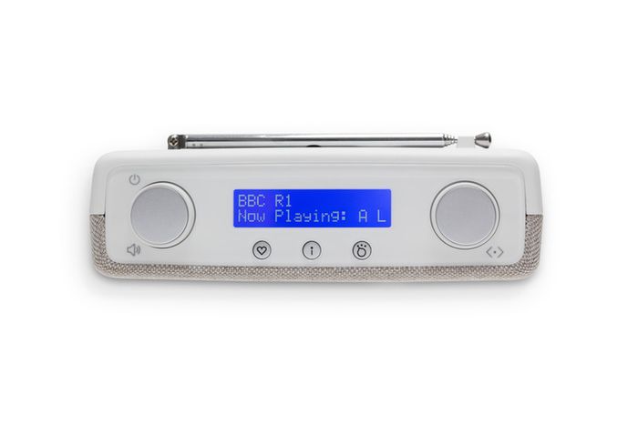 Compact FM Radio White with Fabric Covering