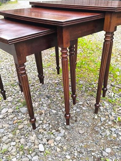 Vintage Mid-Century Mahogany Nest of 3 Tables