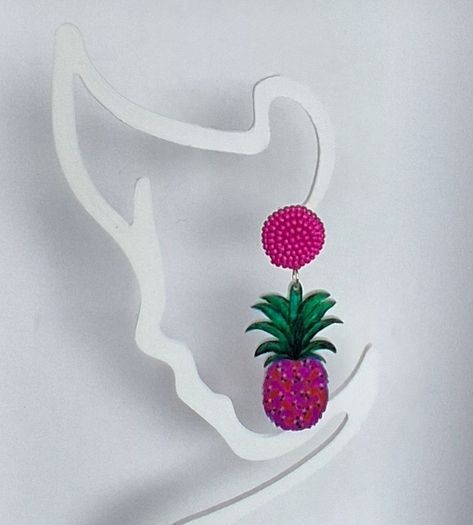 Tropical Hot Pink Seed Bead & Resin Earrings