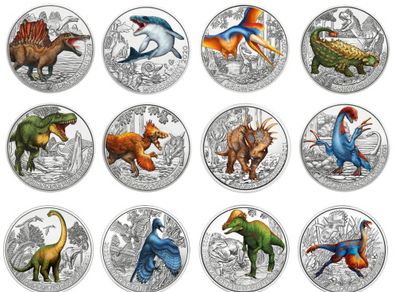Austria 3 Euro Coin Super Saurs Coins Full Set Encapsulated 2019-2022