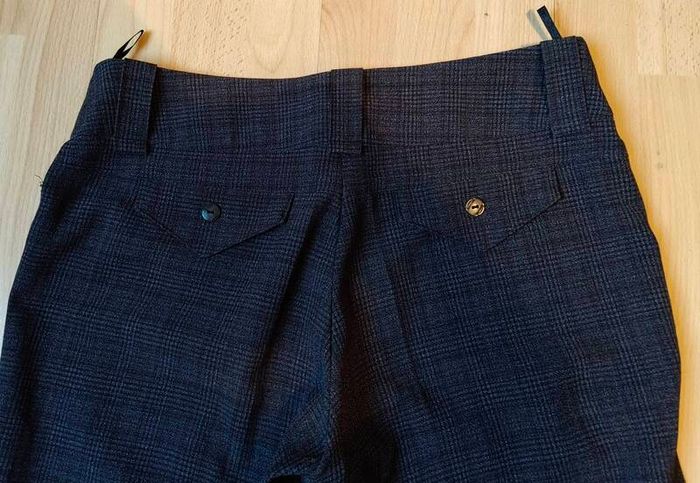 Grey Check Wide Leg Trousers Size 42 Smart Office Elegant