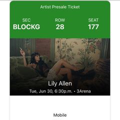 Lily Allen 'West End Girl' tour in dublin 3arena - june 30th block G
