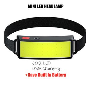 Headlamp Portable Mini COB LED Headlight with Built-in Battery Flashlight USB Rechargeable Head Lamp Hiking Torch