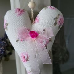 Hanging Heart Decoration. Handmade shabby chic decor. Perfect gift for teacher.