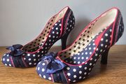 Ruby Shoo Retro Polka Dot Heels with Satin Bows - Size UK 6 / EU 39