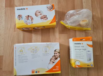 Breast feeding bundle Medela Harmony Manual breast pump, store and feed set, milk storage bags