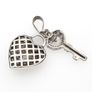 925 Vintage Heart Lock & Key Sterling Silver Charm Pendant Image 4