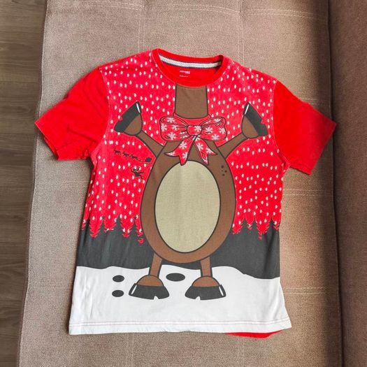 Red Unisex Christmas T-shirt, size S