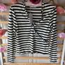 Mango top size medium wrap effect long sleeves black & ivory cream Image 2