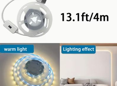 Smart LED Strip Lights with Motion Sensor, USB- RGB-Free White Light