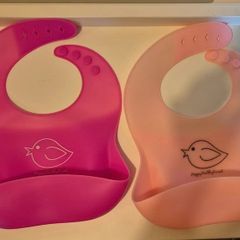 Pink silicone bibs