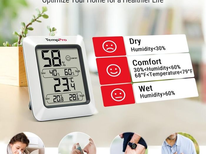 Thermo-Hygrometer Indoor Room Thermometer with Recording and Climate Indicator for Room, Climate Control Monitor