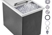 Drop in Ice Chest, 46 cm L x 30.5 cm W x 36.8 cm H Stainless Steel Ice Cooler, Commercial Ice Bin with Sliding Cover, 38.7 L Outdoor Kitchen
