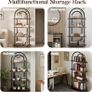 4-Tier Arched Bookshelf, Bookcase with Metal Frame and Wooden Shelves, 165.5cm Tall Floor Standing Book Shelf, Storage Shelves for Living Room, Study, Office, 80x30x165.5cm(Rustic Brown) Image 7