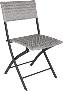 _Polyrattan Bistro Set 3-Piece for Garden, Balcony, Patio, Foldable Space-Saving with UV Protection - Various Colours - (Light Grey | No. 403714)